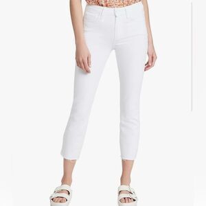 Paige Women's Cindy High Rise Straight Leg Crop White Stretch Jean